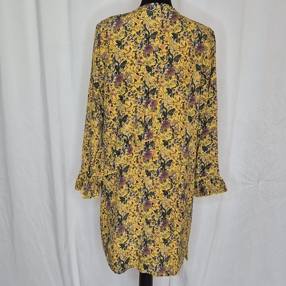 Madewell x Karen Walker Loretta 100% Silk Floral Ruffle Mini Dress - Size 14 - Picture 7 of 16
